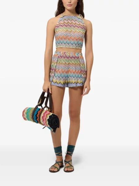 Плетен топ Missoni с халтер деколте синьо