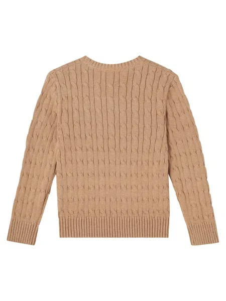 Sweter z dzianiny z prążkowanymi wykończeniami Polo Ralph Lauren beżowy
