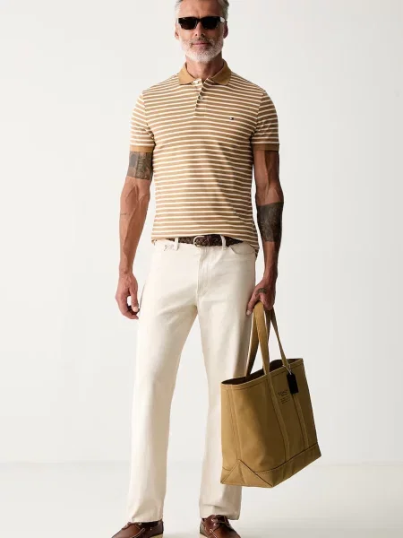 Tricou polo Tommy Hilfiger bej