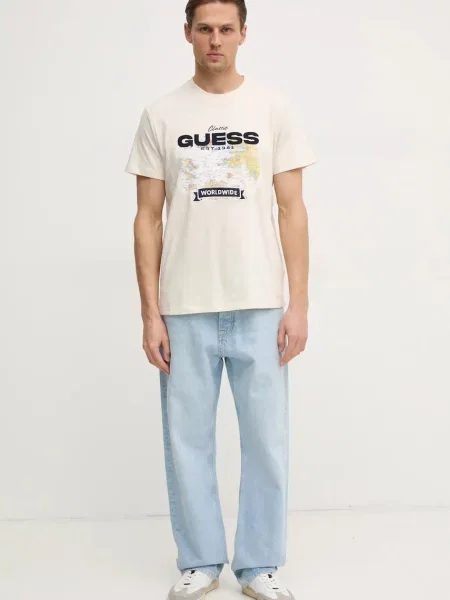 Футболка Guess з аплікацією бежевий