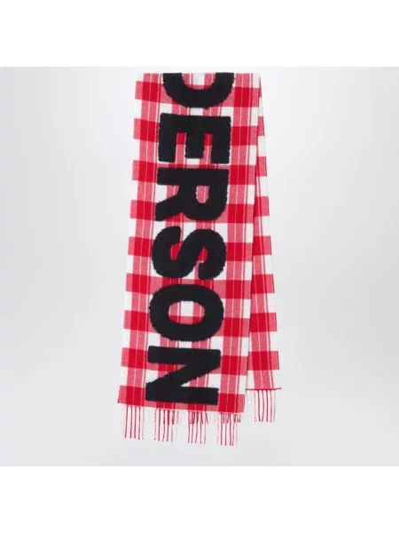 Szal Jw Anderson wełniana w kratę z logo