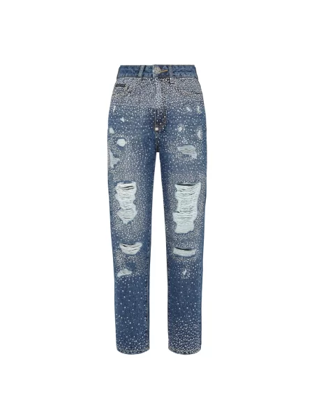 Spodnie Philipp Plein z kryształkami niebieskie