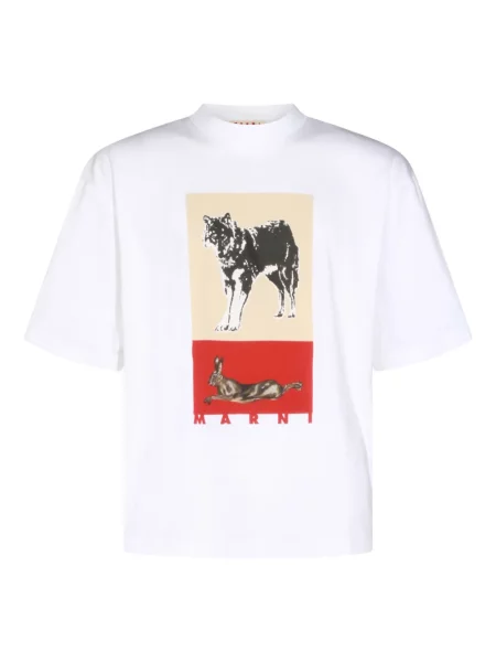 Tricou Marni cu imprimeu animal print alb