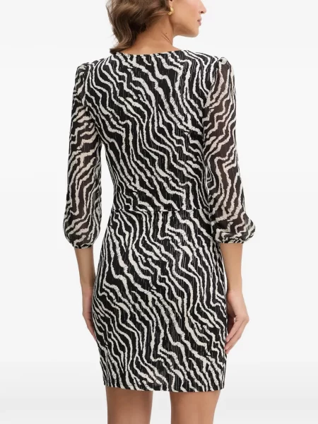 Rochie mini Morgan cu imagine cu decolteu în V cu model zebră negru