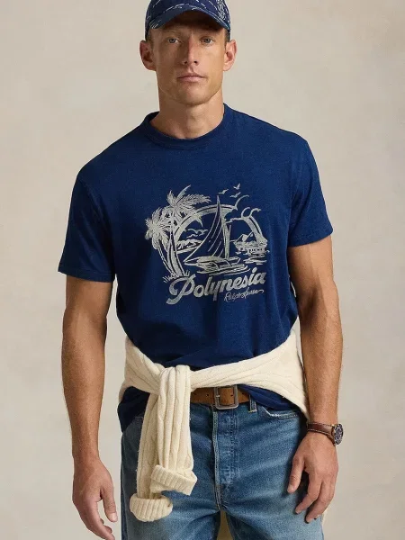 Тениска Polo Ralph Lauren Short Sleeve с принт тъмносиньо