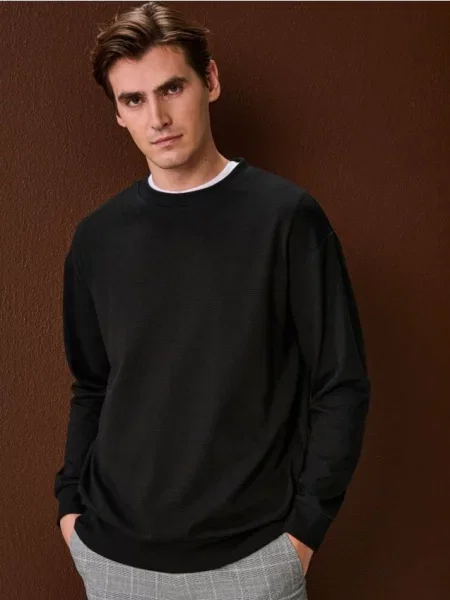 Sinsay Bluza crewneck basic czarny