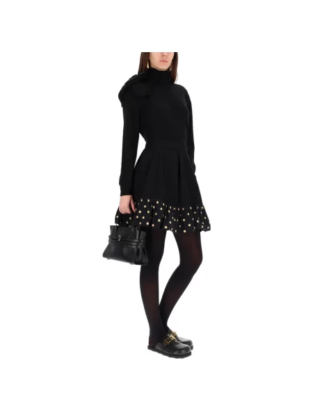 Sweter z golfem Moschino wełniany do golfa czarny