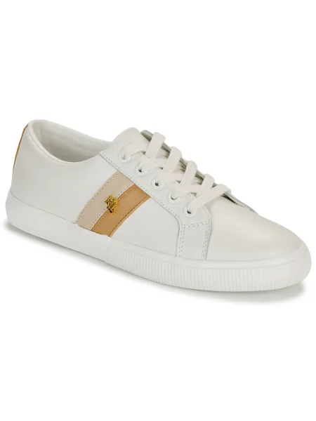 Sneakerși Lauren Ralph Lauren din dantelă alb