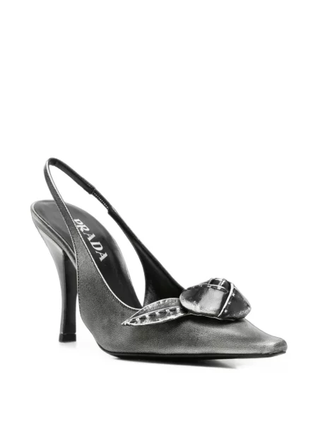 Pantofi cu toc Prada cu model floral cu aplicații gri