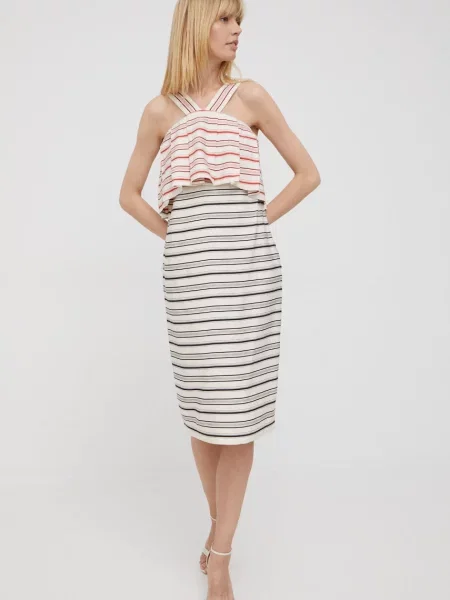 Сукня Sisley mini пряма бежевий