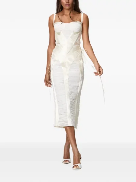 Rochie midi Norina St cu volane alb