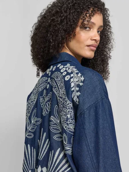 Bluzka jeansowa o kroju relaxed fit z bawełny Jake*s Casual niebieska