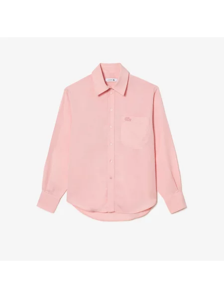 Lacoste Koszula Z Lyocellu O Kroju Oversize niebieska