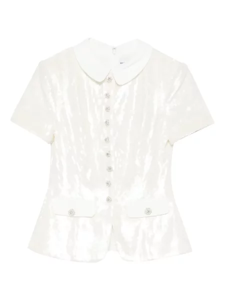 Bluzka Self-portrait z cekinami biała