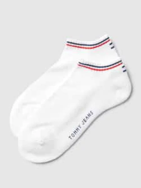 Krótkie skarpety z paskami w kontrastowym kolorze w zestawie 2 szt. Tommy Hilfiger białe