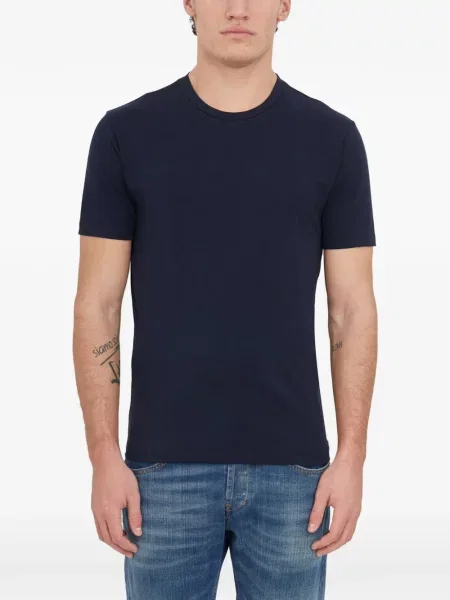 Тениска Daniele Alessandrini с кръгло деколте синьо