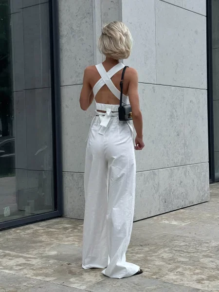 Jadone Fashion Штани палаццо Velet_bili Льон/поліестер білий