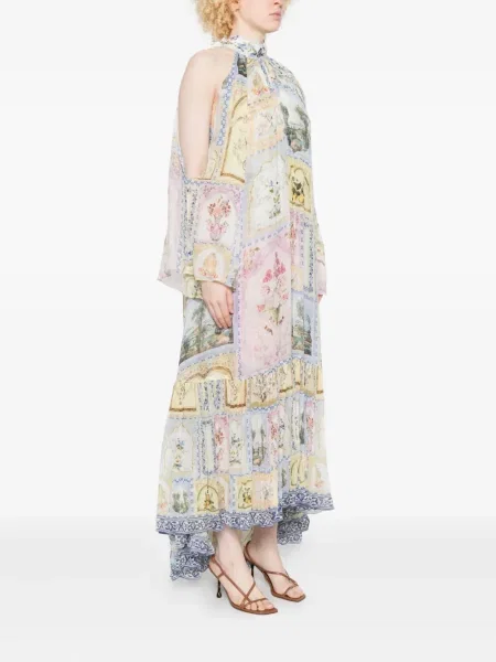 Rochie midi Camilla cu model floral cu imagine până la genunchi