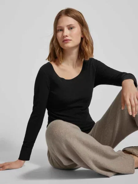 Bluzka z długim rękawem z dekoltem okrągłym Magic Bodyfashion czarna