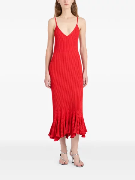 Костюм оребрен рокля Proenza Schouler червено