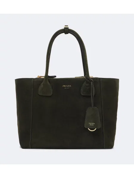 Shopper torbica Prada iz semiša zelena