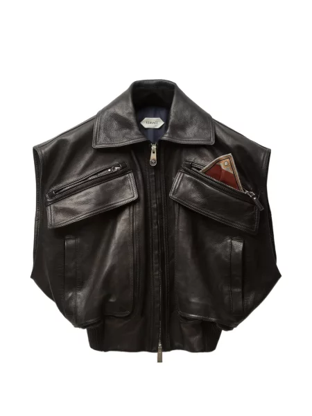 Kamizelka skórzana Versace skórzana czarna