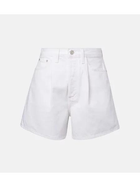 Szorty jeansowe Agolde z wysoką talią plisowane białe
