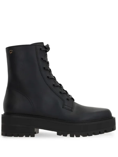 Botine Gianvito Rossi cu broderie din piele negru