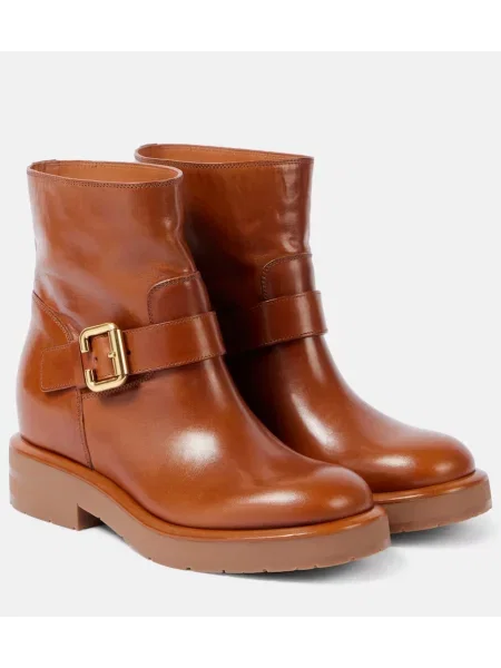 Botine Chloé din piele biker maro
