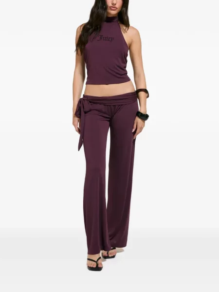 Tílko Juicy Couture s výstřihem halter s autogramem červené