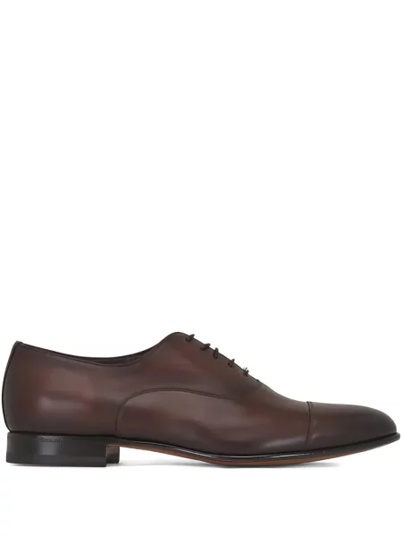 Pantofi Santoni cu șireturi din dantelă maro