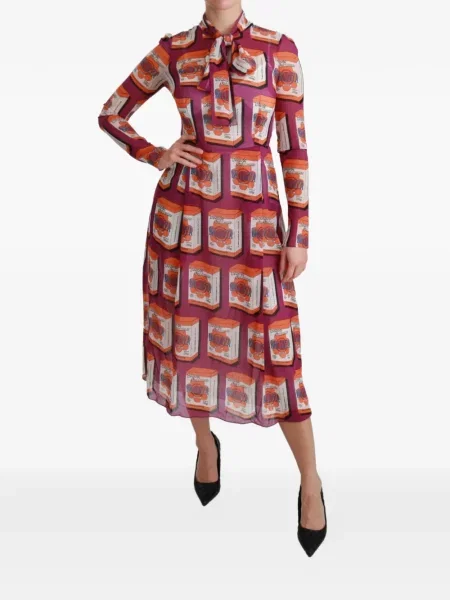 Rochie midi Dolce & Gabbana de mătase cu imagine violet
