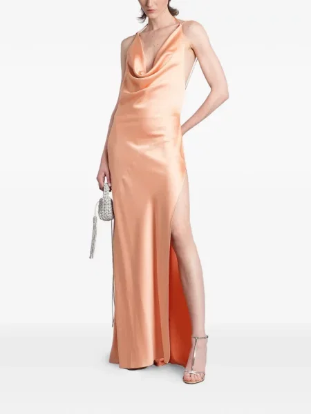 Rochie maxi The Andamane cu spatele deschis portocaliu