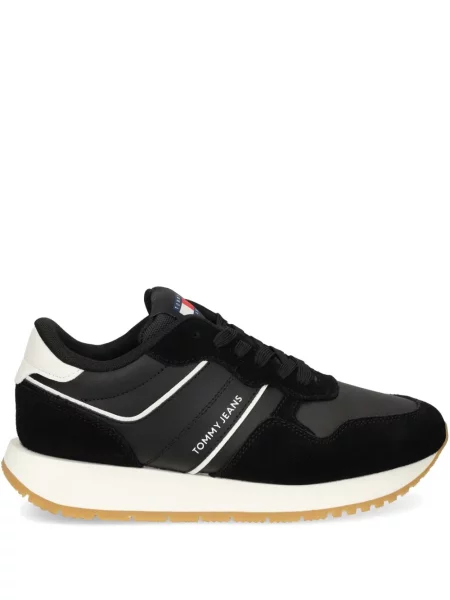 Sneakerși Tommy Jeans din piele de căprioară negru