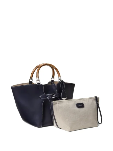 Geanta de piele Ralph Lauren Collection din piele albastru