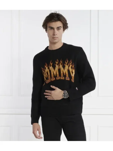 Tommy Jeans Pulover | Relaxed fit negru