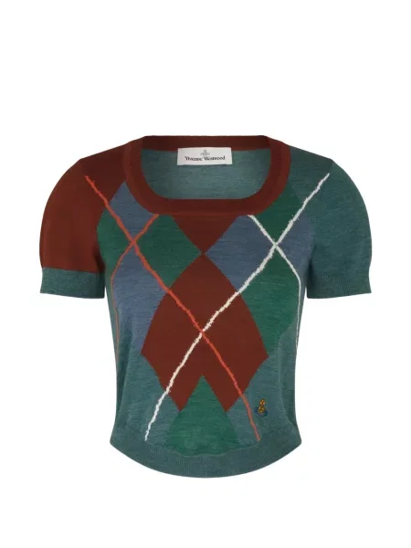 Tricou Vivienne Westwood tricotate cu model argyle verde