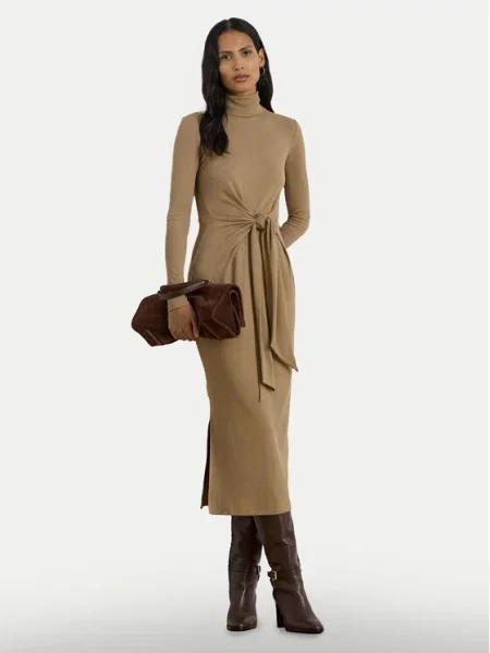 LAUREN RALPH LAUREN Pletena obleka bež