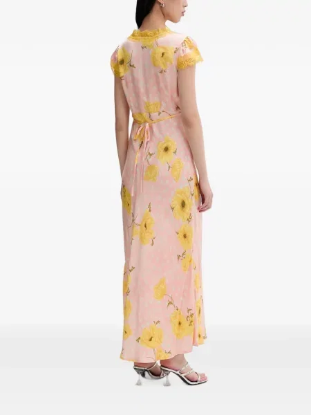 Rochie Never Fully Dressed cu model floral cu imagine din dantelă roz