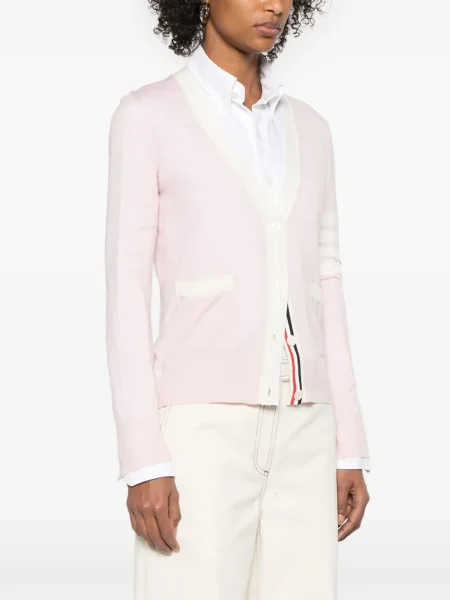 Gyapjú v-nyakú kardigán Thom Browne rózsaszín