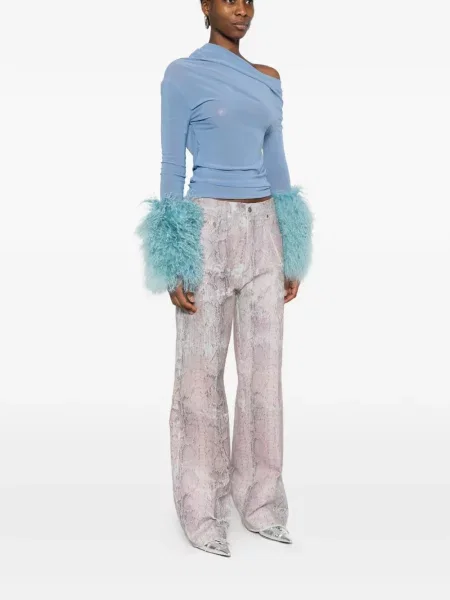 Jeansy Haikure z nadrukiem w wężowy wzór różowe