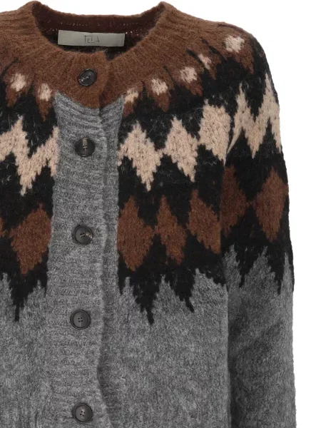 Cardigan Tela tricotate cu model argyle gri