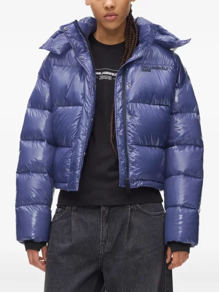 Kurtka jeansowa Karl Lagerfeld Jeans z nadrukiem niebieska