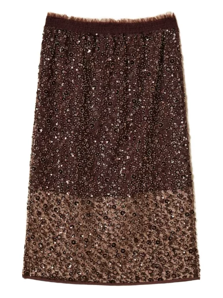 Fustă midi Twinset până la genunchi maro