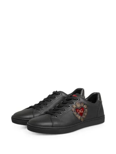 Кожени маратонки Dolce & Gabbana със сърца черно