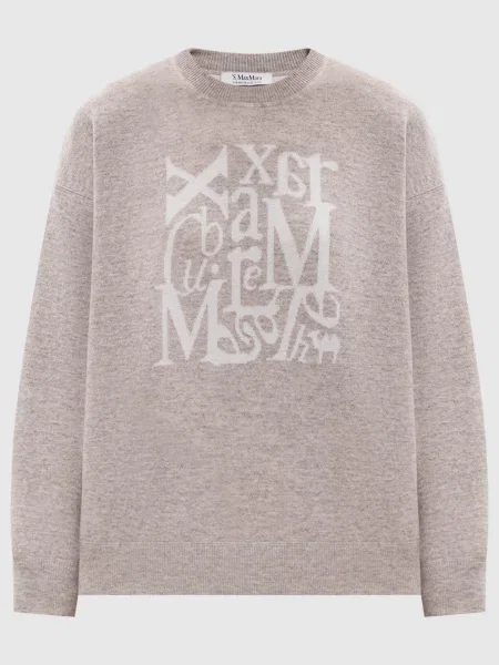 Светр SMMFLIPPER з вовни і кашеміру з логотипом Max Mara бежевий