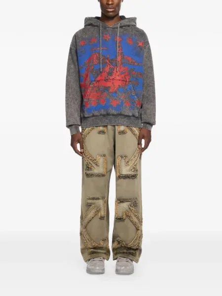 Hanorac cu glugă Off-white cu imagine alb