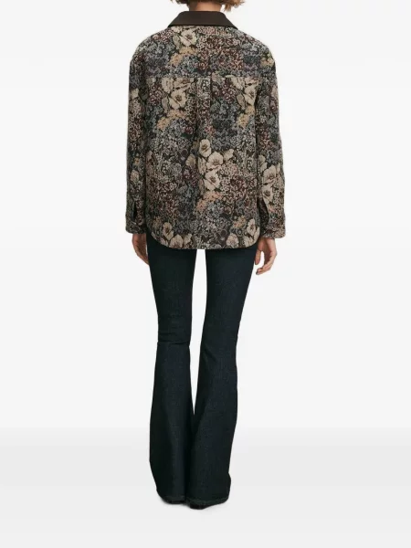 Palton Veronica Beard cu model floral maro