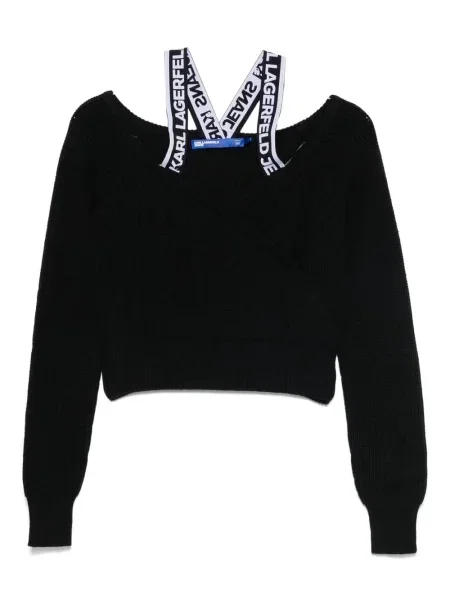 Pulover Karl Lagerfeld Jeans cu bretele negru