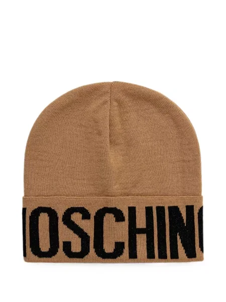 Căciulă Moschino tricotate cu autograf maro
